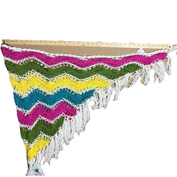 Boho Coachella Fringe Shawl Wrap Tie Crochet Tassels Macrame Style - Picture 3 of 15